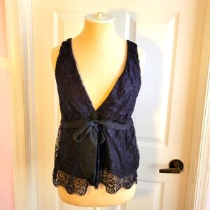 Free People Chante Lace Tank Top Black Boho size M‎ Cutsey Feminine Party Travel